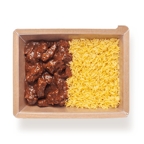 Μοσχαράκι κοκκινιστό με ρύζι κουρκουμά