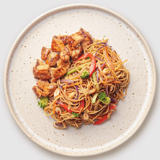 Best Noodles με κουρκουμά, κοτόπουλο, λαχανικά και Meallion teriyaki sauce Online In Athens - meallion