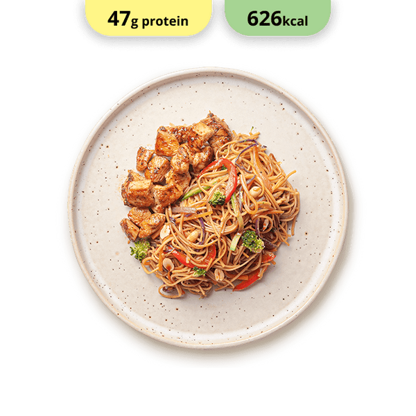 Best Noodles με κουρκουμά, κοτόπουλο, λαχανικά και Meallion teriyaki sauce Online In Athens - meallion
