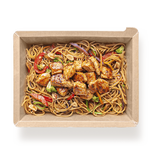 Best Noodles με κουρκουμά, κοτόπουλο, λαχανικά και Meallion teriyaki sauce Online In Athens - meallion