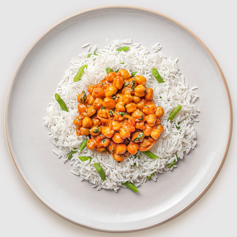 Best Ρεβίθια με κάρι, γάλα καρύδας και αρωματικό ρύζι με φασολάκια Online In Athens - meallion