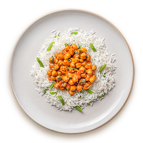 Chickpeas with curry and aromatic rice